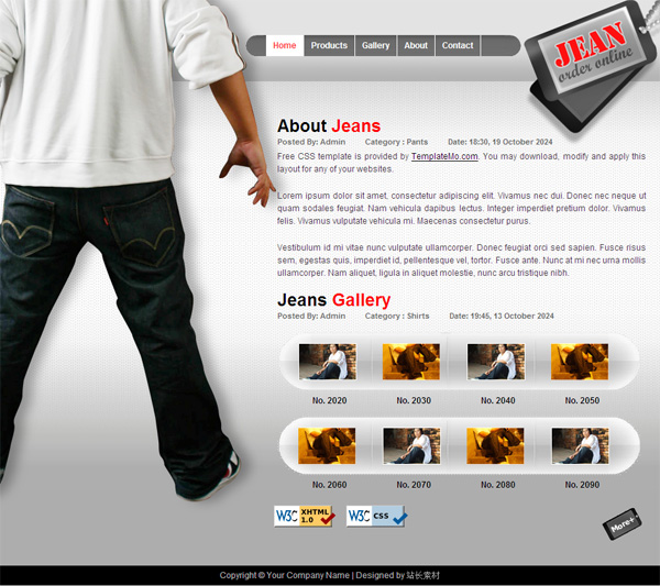 牛仔裤画廊CSS网页模板