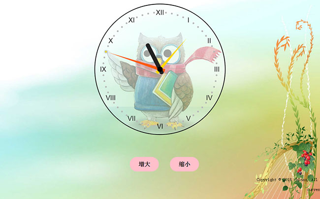 html5 canvas猫头鹰时钟代码