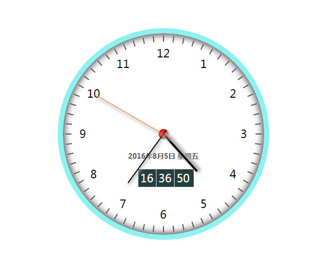 jQuery数字跟指针时钟一体特效