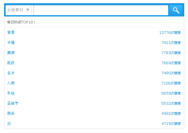 jquery蓝色下拉搜索框