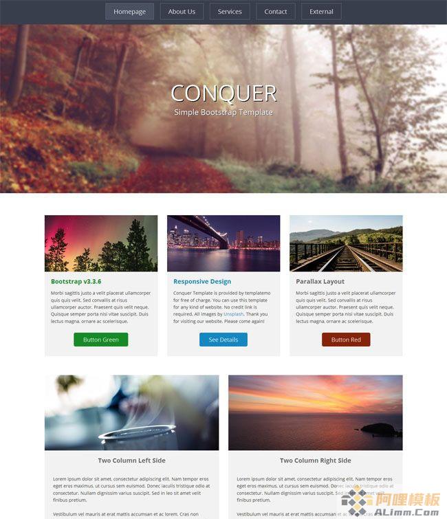 征服旅途简洁Bootstrap静态网页模板-html5自适应模板