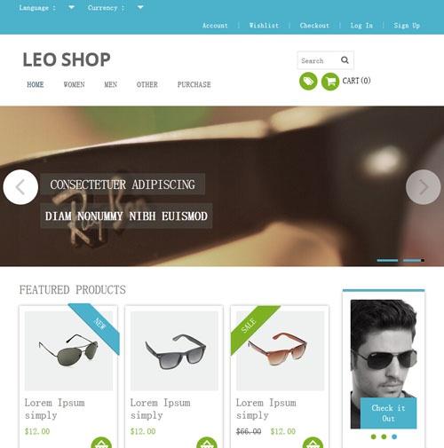 时尚太阳眼镜商城html5自适应静态网页模板