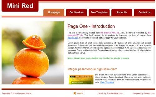 迷你红色精简企业标准页面flash网页模板