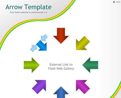 flash+xml彩色箭头组合效果网页模板