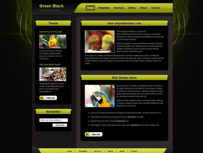 DIV+CSS黑绿搭配野生动物html网站模板