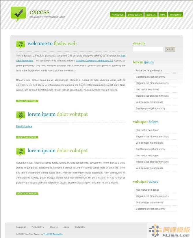 excess绿色文字文章简单静态网页模板