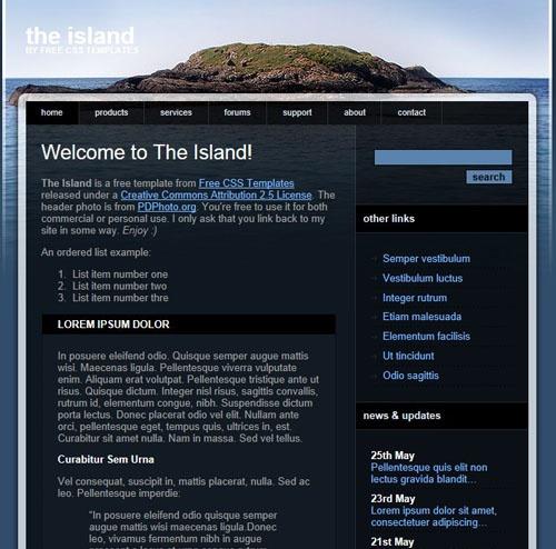海水环绕海岛css网页模板