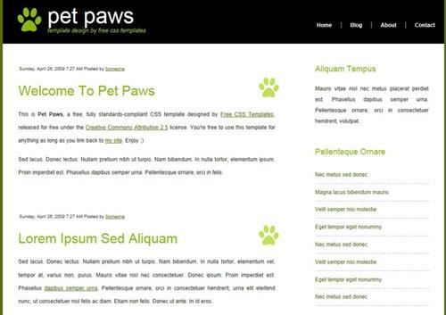宠物的爪子印css网页模板