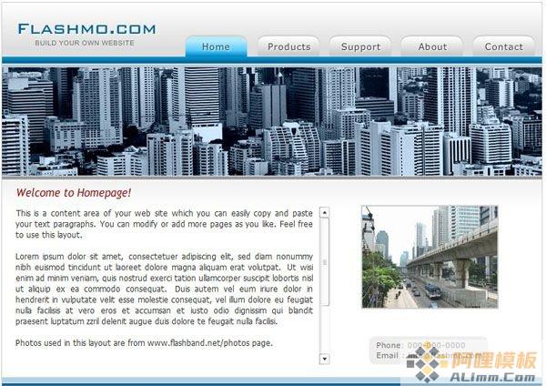 发达城市一角蓝色flash模板素材