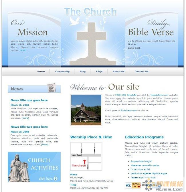 礼拜教堂div+css清闲版博客网页模板