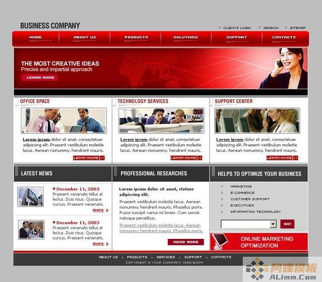最新全球地方化营销模式html,flash,psd红色网页模板