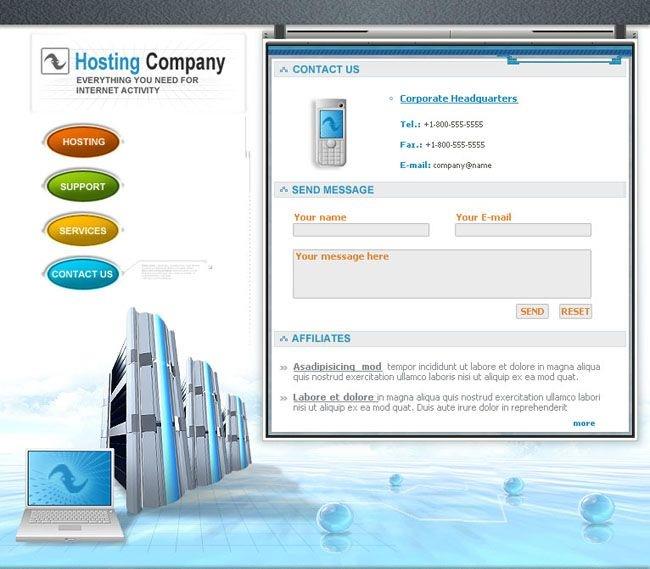 欧美大型服务器主机运营公司flash,html,psd网页模板