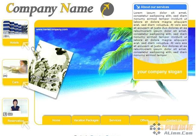 黄金海岸度假时光html,psd网页模板