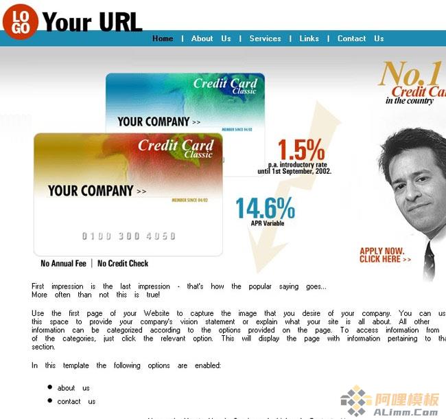 欧美信用卡办理html,psd网页模板素材-免费
