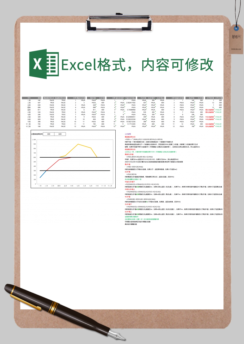 数据分析彩色折线图Excel模板