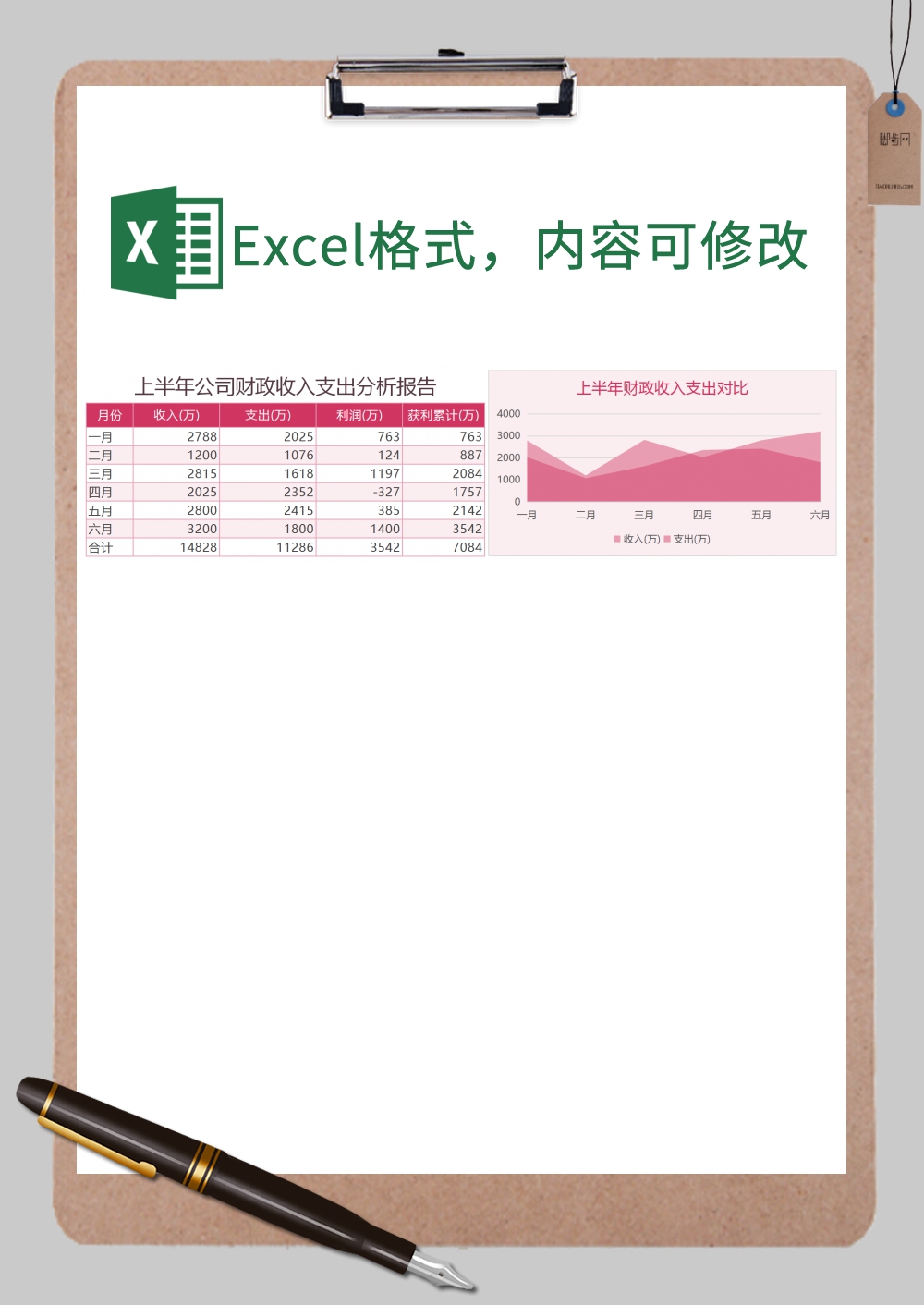 上半年公司财政收入支出分析报告Excel模板