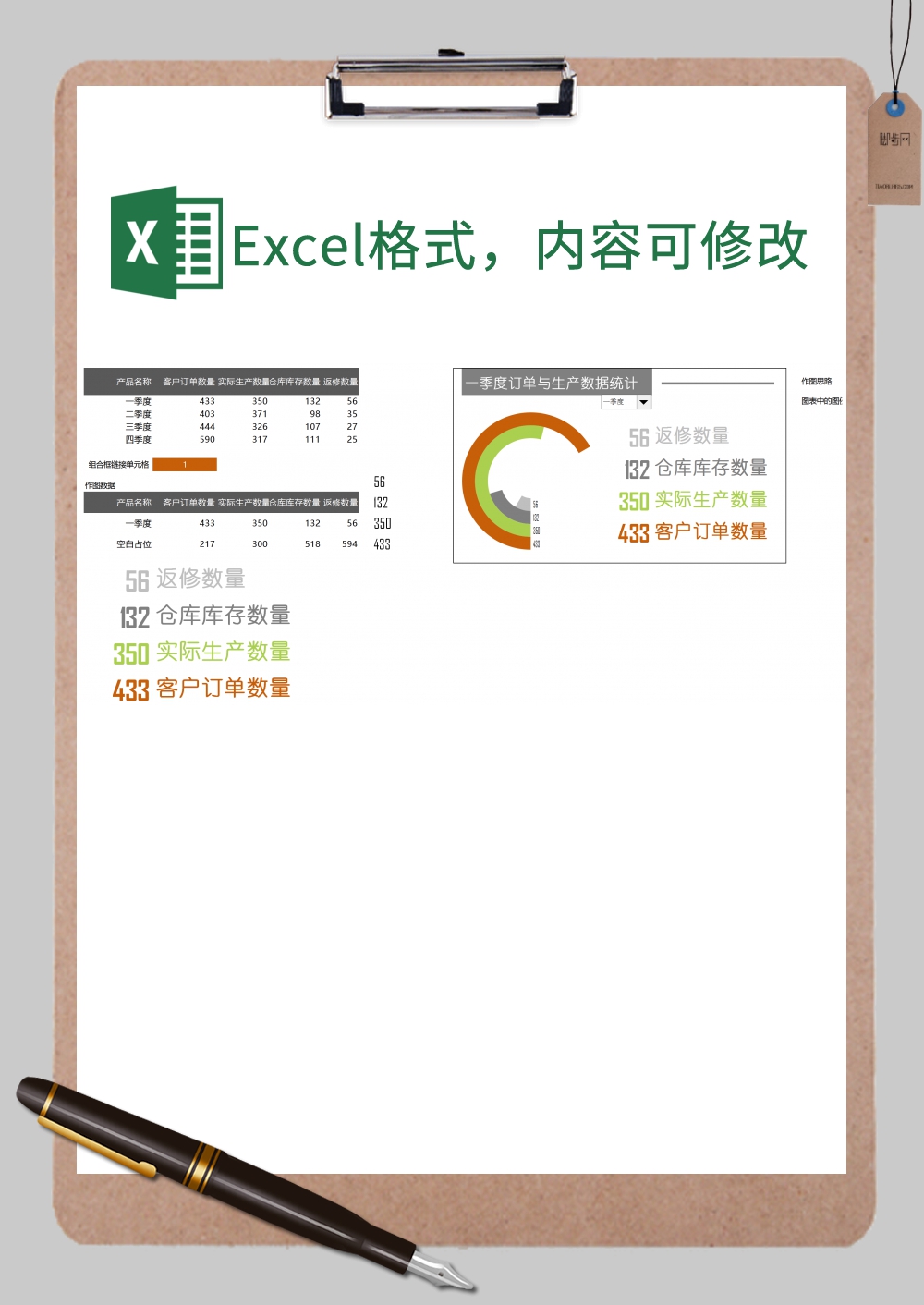 动态圆环图图表Excel模板