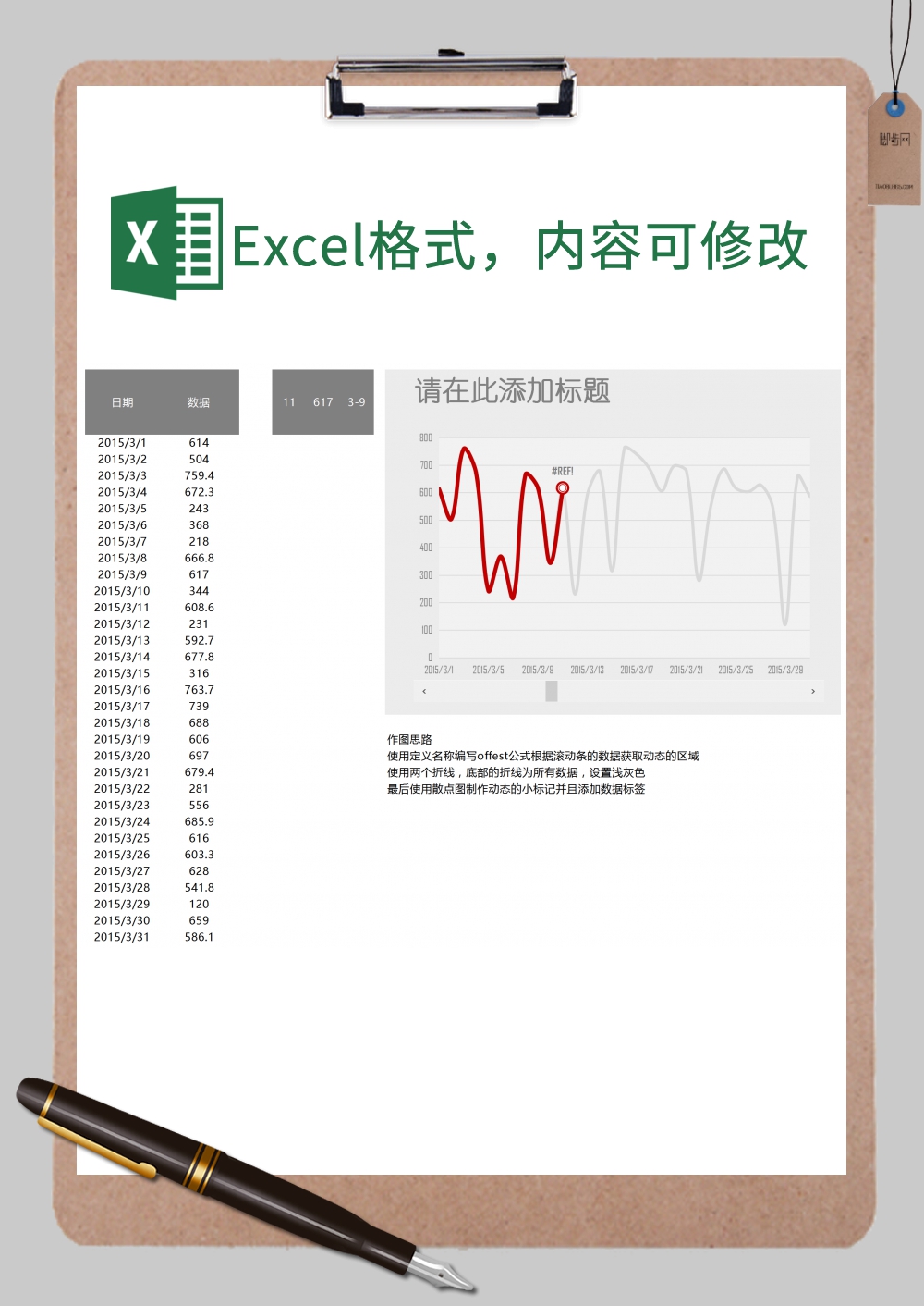 动态折线进度图图表Excel模板