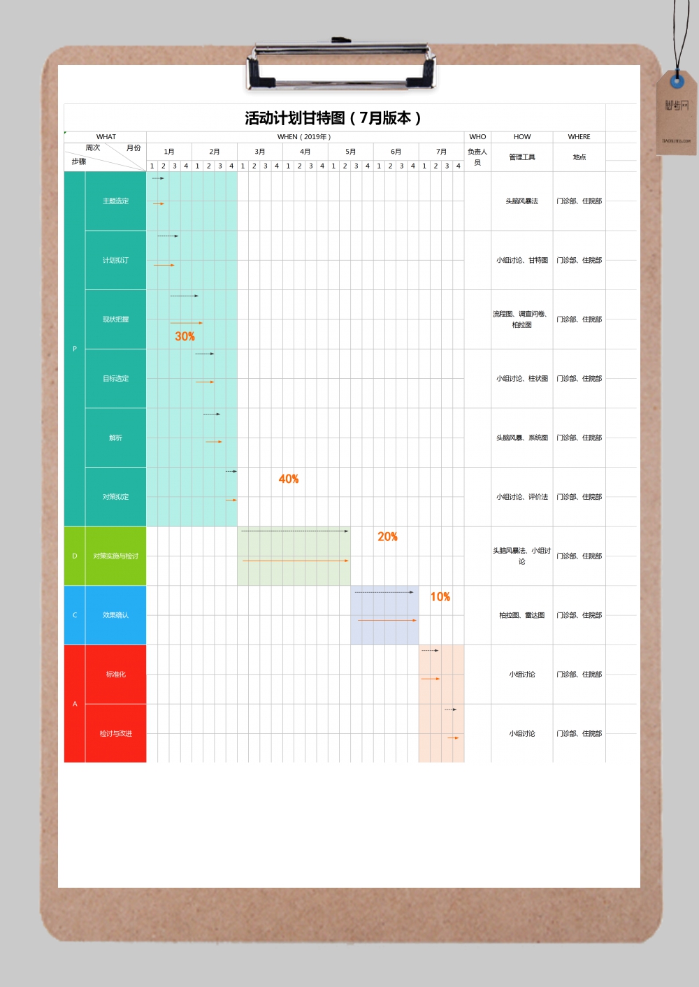 每月活动计划图表excel模板