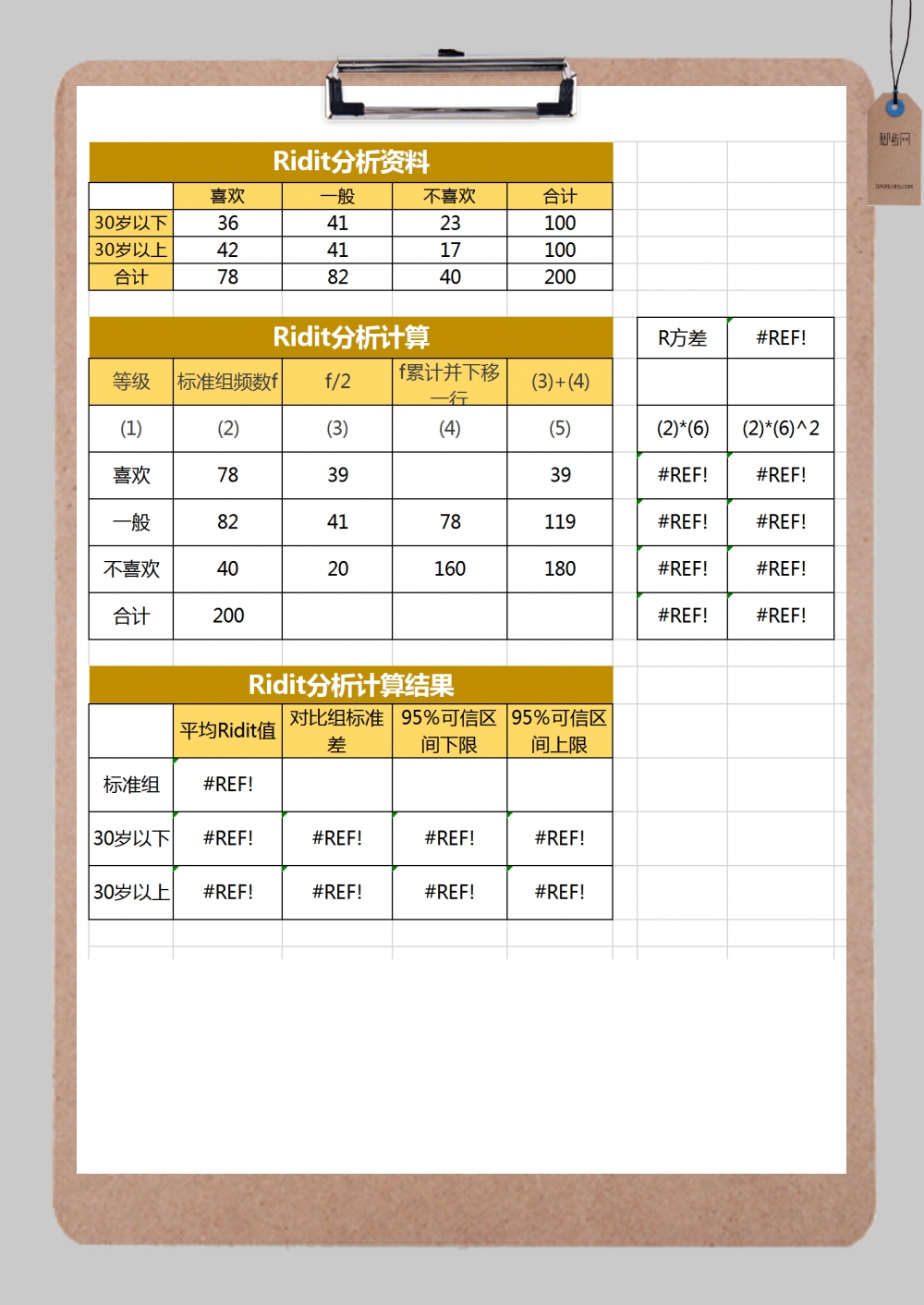 定性资料的假设检验表格excel模板