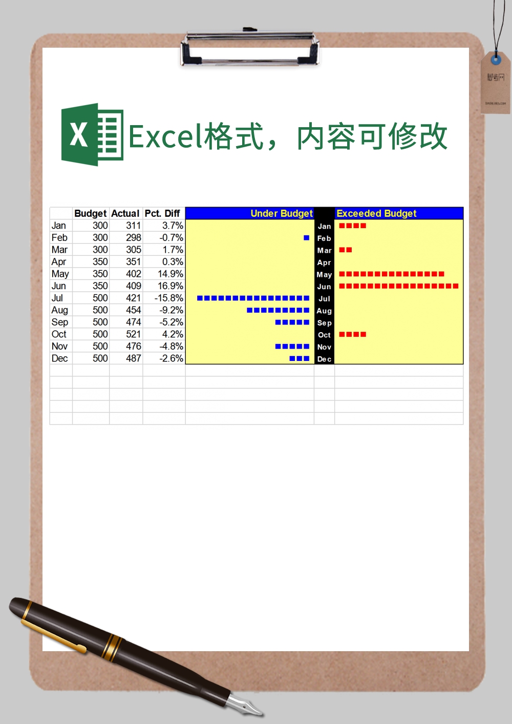 每月工作状态条Excel模板