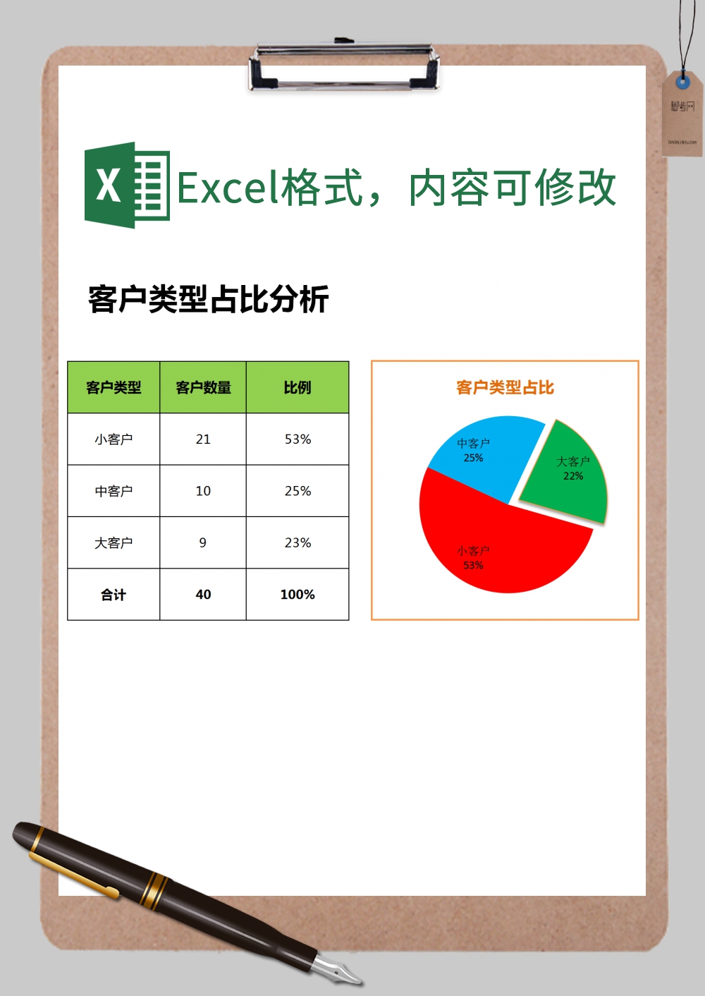 客户类型分析xExcel模板