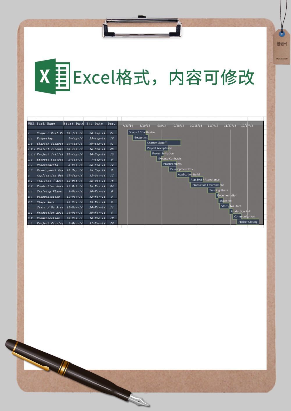 excel-gantt-chart各时间段分析Excel模板