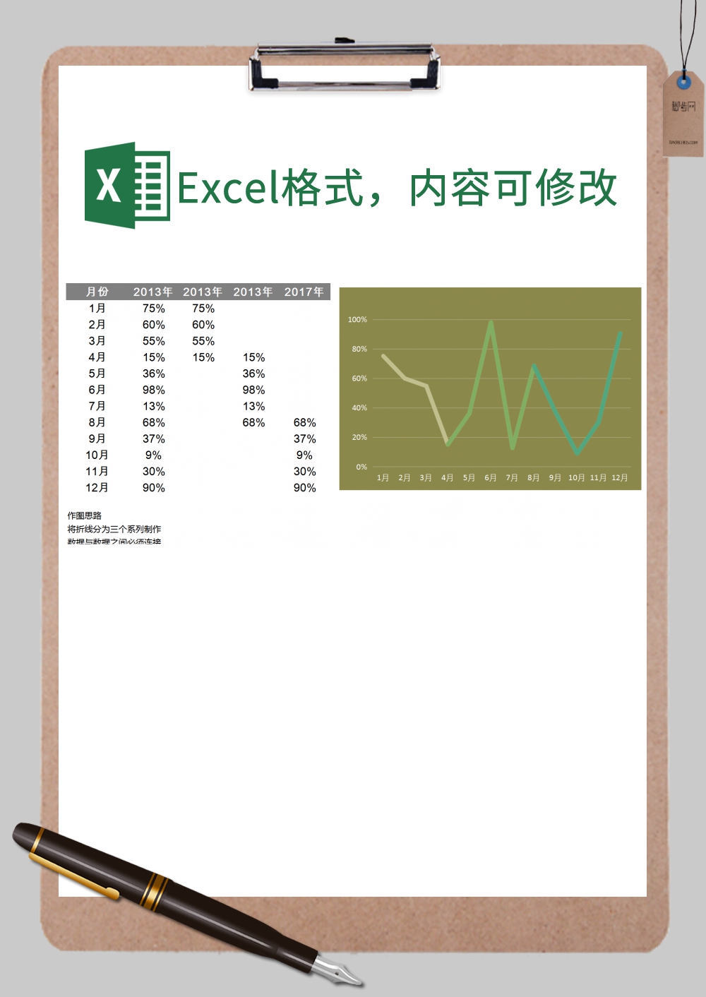 月份销售数量对比图Excel模板