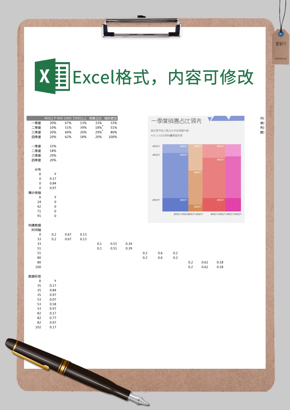 季度销售占比图Excel模板