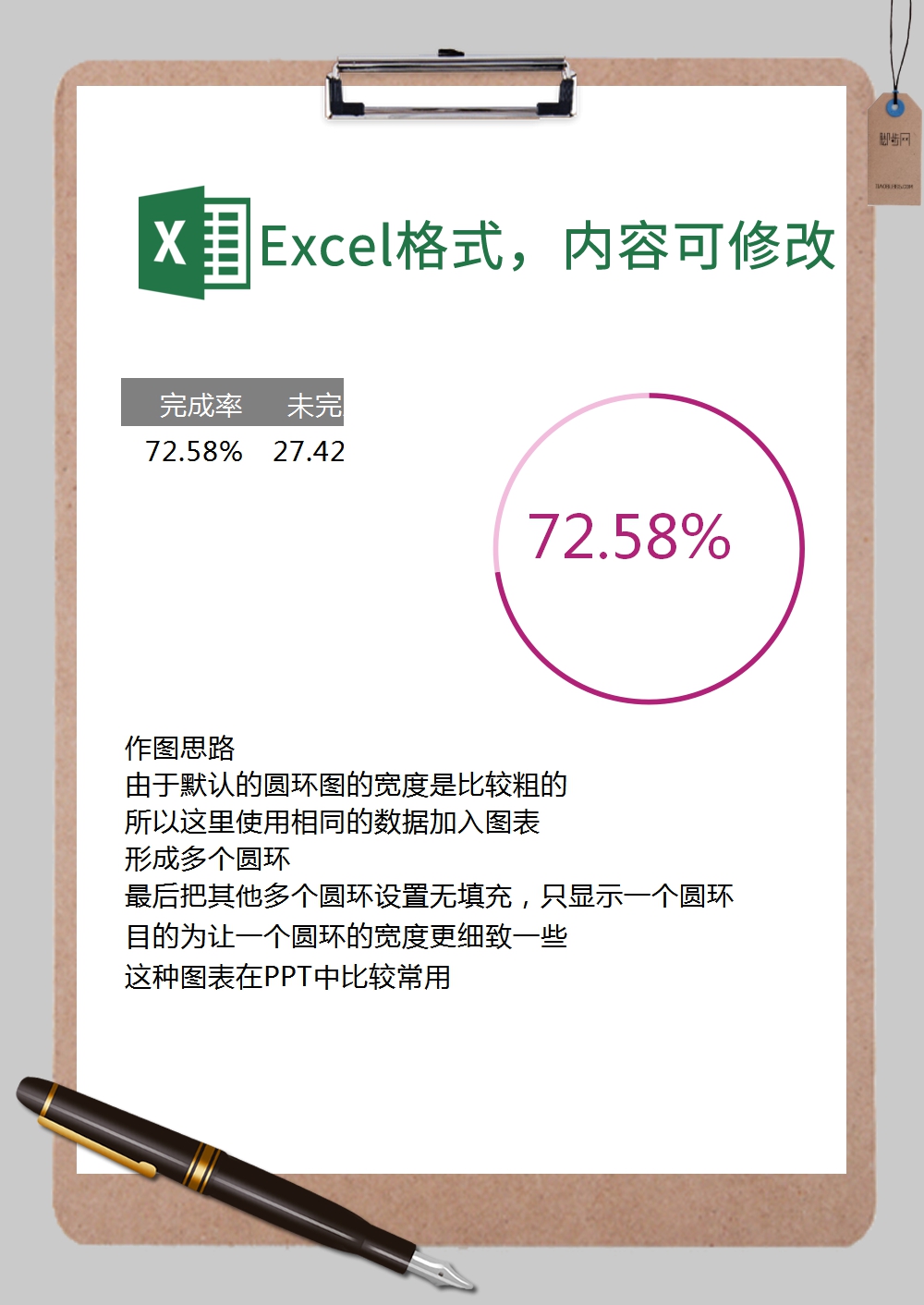 圆环数据图表Excel模板