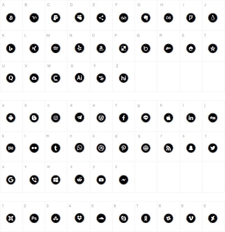 Icons Social Media 16字体