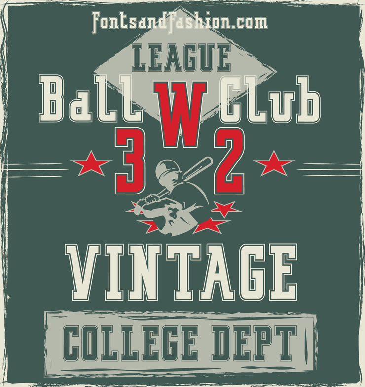 VINTAGE COLLEGE DEPT字体 3