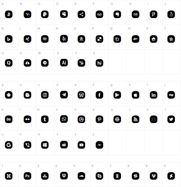 Icons Social Media 18字体