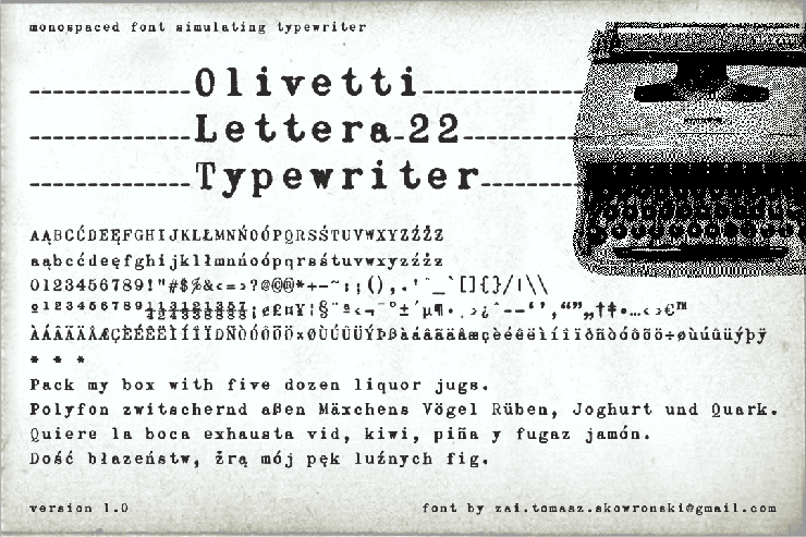 Olivetti Lettera 22 Typewriter字体 1