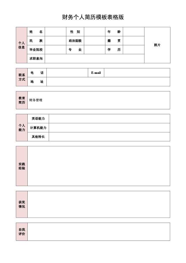 广告策划应聘个人简历模板表格