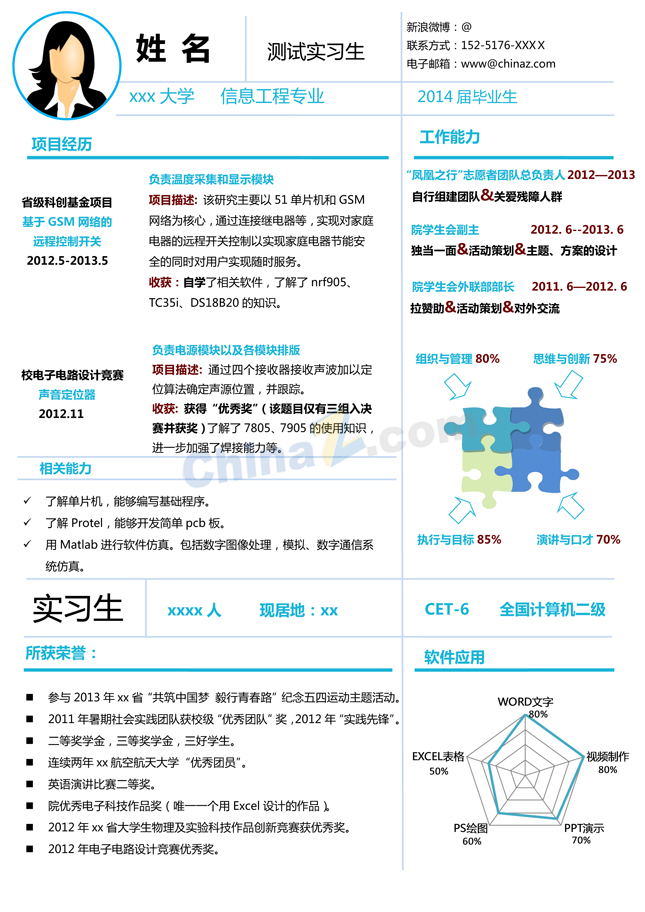 个人简历求职意向模板