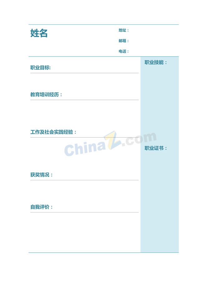 出纳应聘简历表格