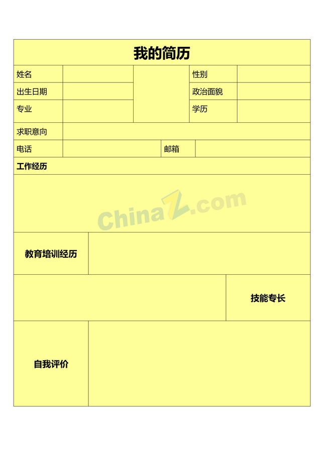 网站设计个人简历表格