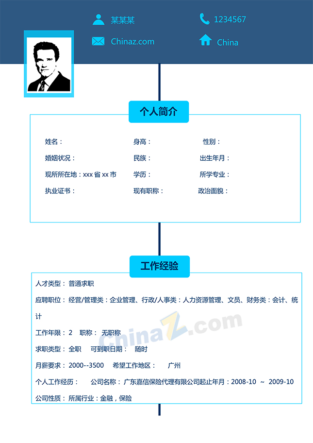 个人工作简历范文