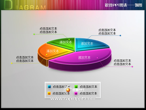 色彩亮丽立体饼形图表下载