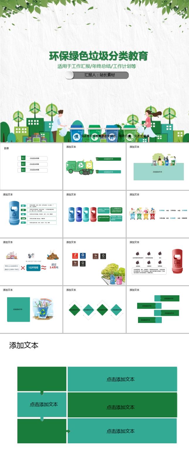 环保绿色垃圾分类教育PPT模板