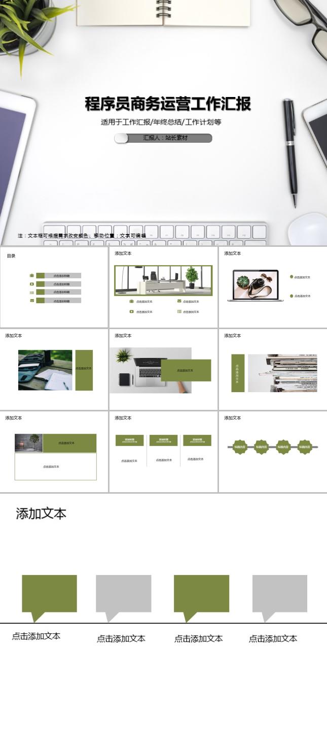 程序员商务运营工作汇报PPT模板