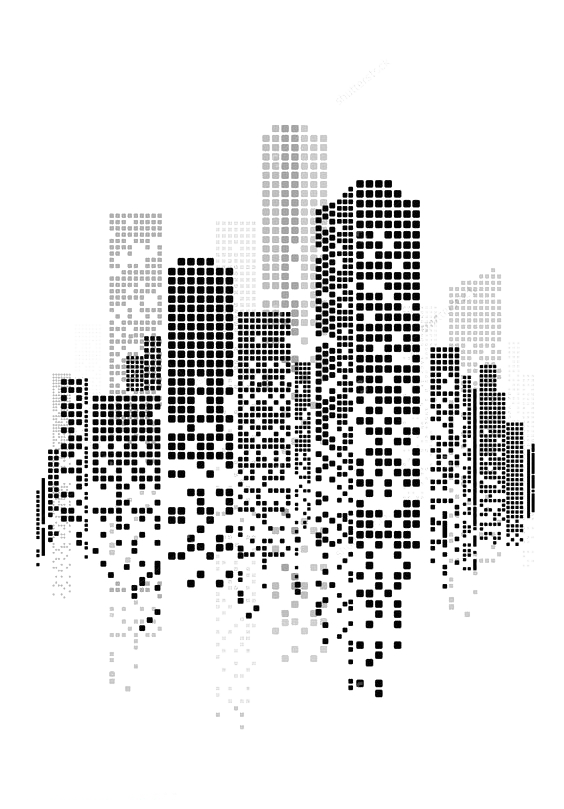 点阵城市大楼免抠图