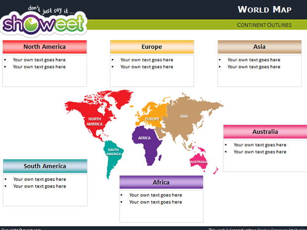 7大洲世界地图PPT模板素材2