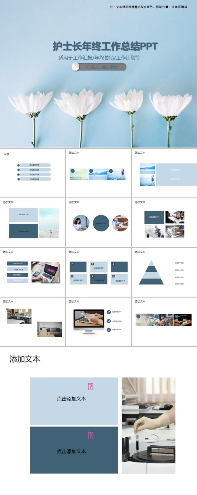 护士长年终工作总结PPT模板