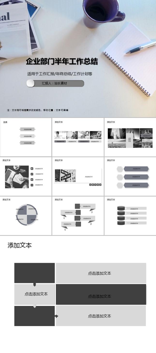 企业部门半年工作总结PPT模板