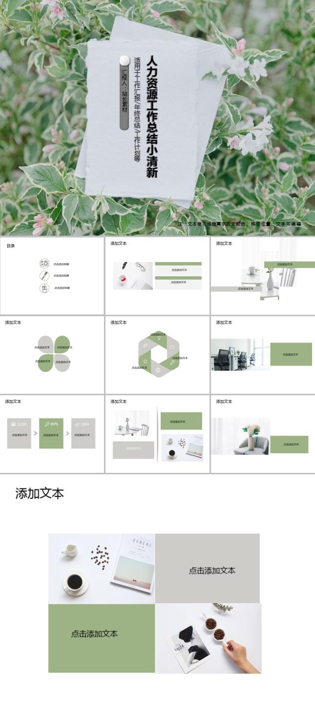 人力资源工作总结小清新PPT模板