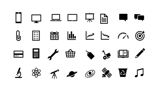 180+单色简约常用商务图标打包下载