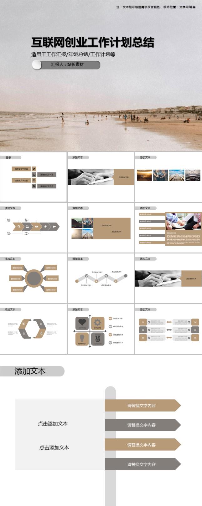 互联网创业工作计划总结PPT模板