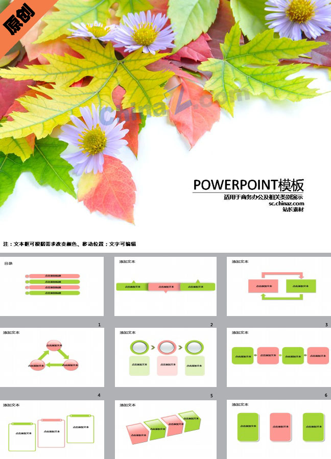 动感枫叶背景PPT模板下载